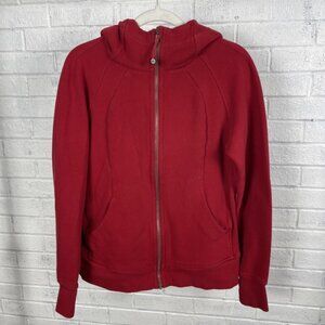 Lululemon Scuba Hoodie II Red Full Zip Hooded Sweatshirt Womens 12 Running Cozy